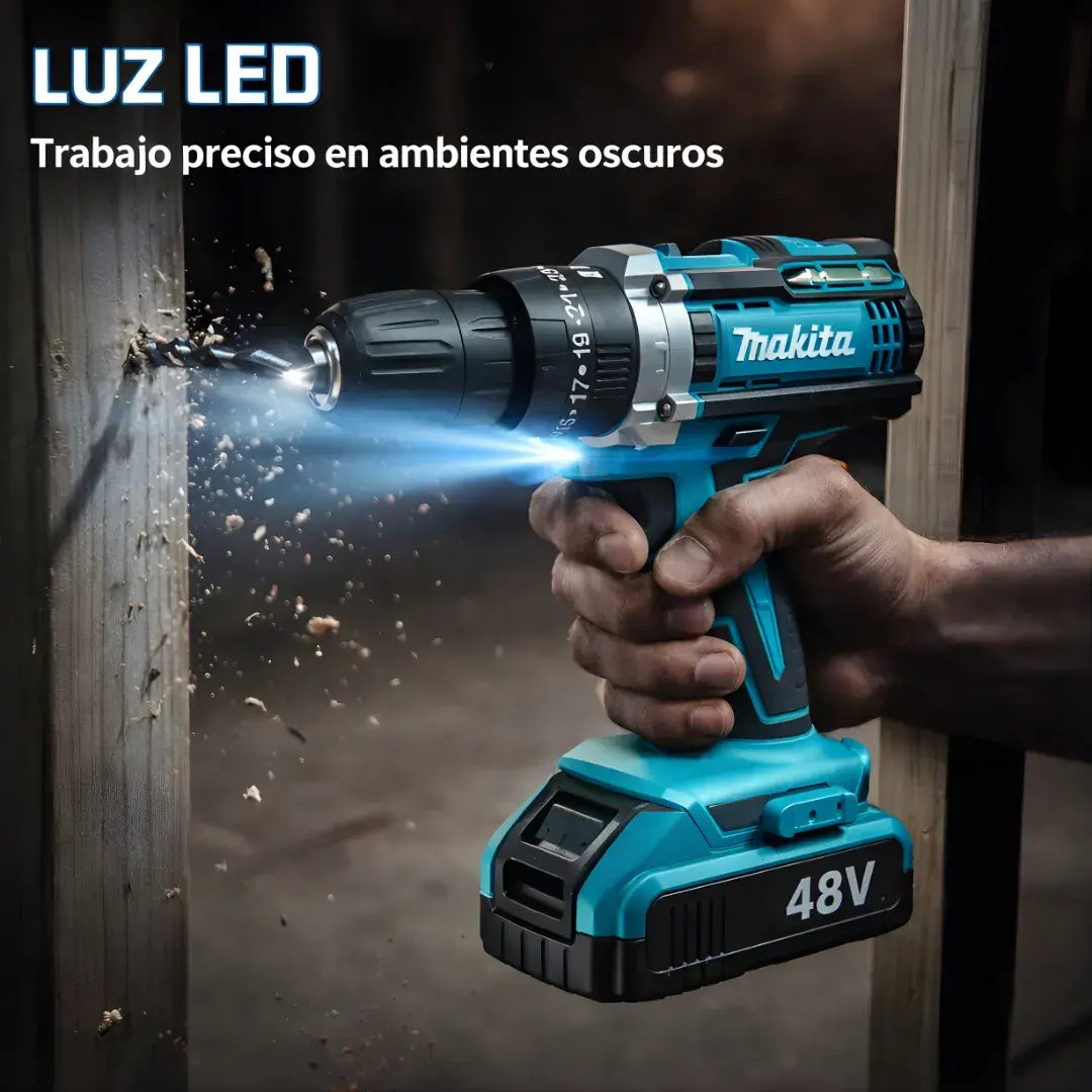 Taladro inalámbrico percutor + Maletin + 24 Accesorios + 2 Baterias 40 V